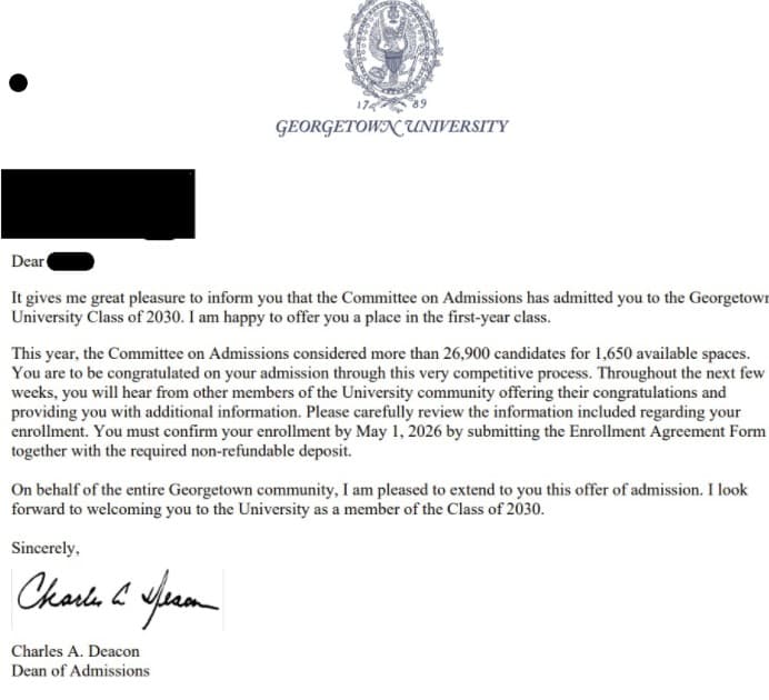 Georgetown acceptance