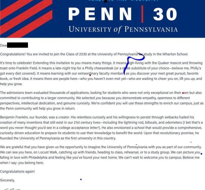 UPenn acceptance